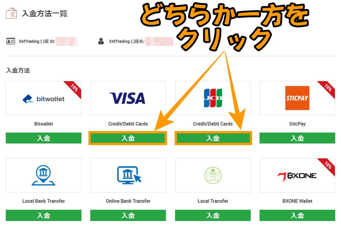 どちらか一方をクリックするよう指示する画像